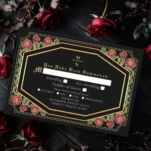 Tarjeta De Recepción Rosas góticos de la Victoria Negra lanzan matrimon