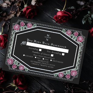 Tarjeta De Recepción Rosas góticos de la Victoria Negra lanzan matrimon