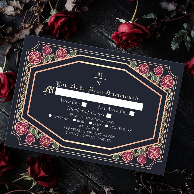 Tarjeta De Recepción Rosas góticos y bodas de Thorns RSVP (Subido por el creador)