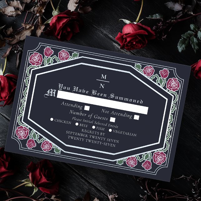 Tarjeta De Recepción Rosas góticos y bodas de Thorns RSVP (Subido por el creador)
