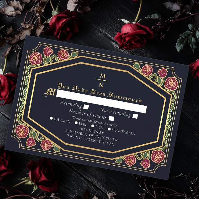 Tarjeta De Recepción Rosas góticos y bodas de Thorns RSVP (Subido por el creador)