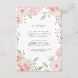 Tarjeta De Recepción Rosas hermosos Bodas de flores rosadas Detalles de