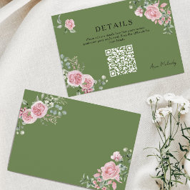 Tarjeta De Recepción Rosas Modernas Rosadas Detalles del Código QR de G