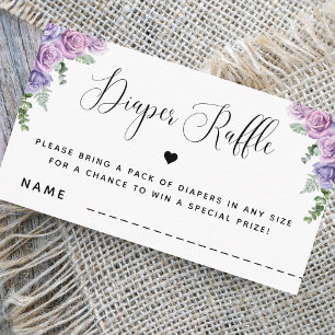 Tarjeta De Recepción Rosas morados rosados Floral Baby Shower Diaper Ra
