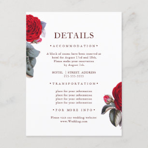 Tarjeta De Recepción Rosas Rojas Borgoña de lujo. Detalles del Boda flo