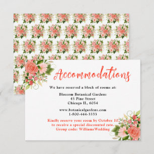 Tarjeta De Recepción Rosas Rojas Coral con Follaje