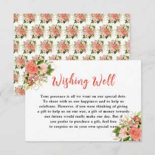Tarjeta De Recepción Rosas Rojas Coral con Follaje