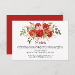 Tarjeta De Recepción Rosas Rojas de Invierno y Detalle de Follaje