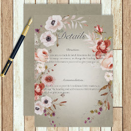 Tarjeta De Recepción Rosas románticos detalles de Boda floral verde ros