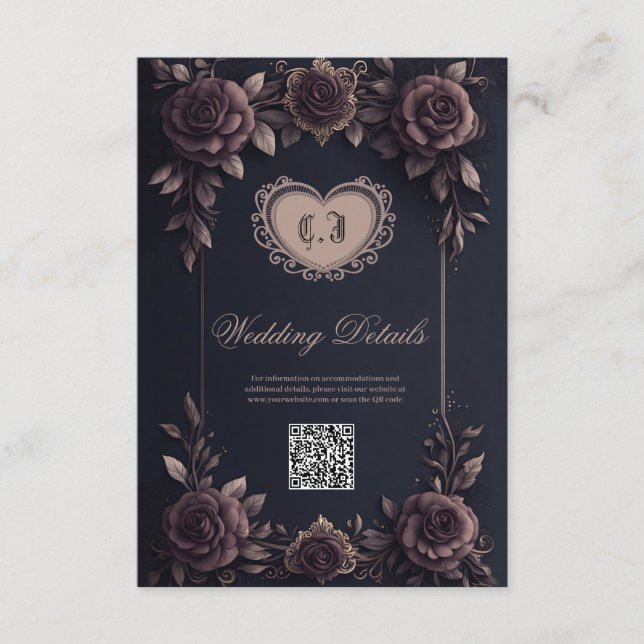 Tarjeta De Recepción Rosas románticos vintage. (Anverso)