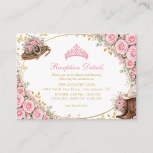 Tarjeta De Recepción Rosas rosadas occidentales Quinceañera dorada del 