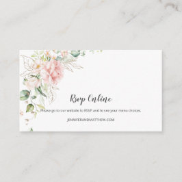 Tarjeta De Recepción Rosas Rosadas Verde Oliva Dorado Floral RSVP En Lí