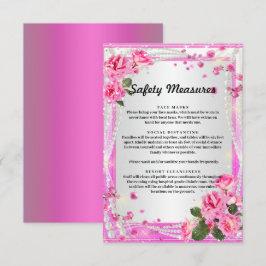Tarjeta De Recepción Rosas Rosadas y Medidas de Seguridad de Perlas