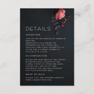 Tarjeta De Recepción Rosas silvestres 3D oscuras y melancólicas