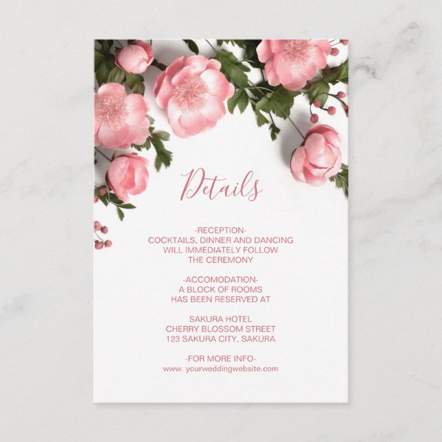 Tarjeta De Recepción Rosas silvestres blancas 3D (Anverso)