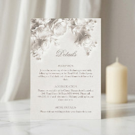 Tarjeta De Recepción Rosas silvestres en 3D blancas