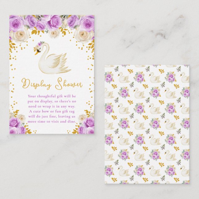 Tarjeta De Recepción Rosas Swan Purple y Gold con ducha (Anverso / Reverso)