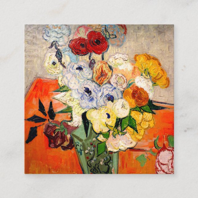 Tarjeta De Recepción Rosas Van Gogh y Anemones (Anverso)