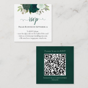 Tarjeta De Recepción Rosas verdes esmeraldas Boda Código QR RSVP