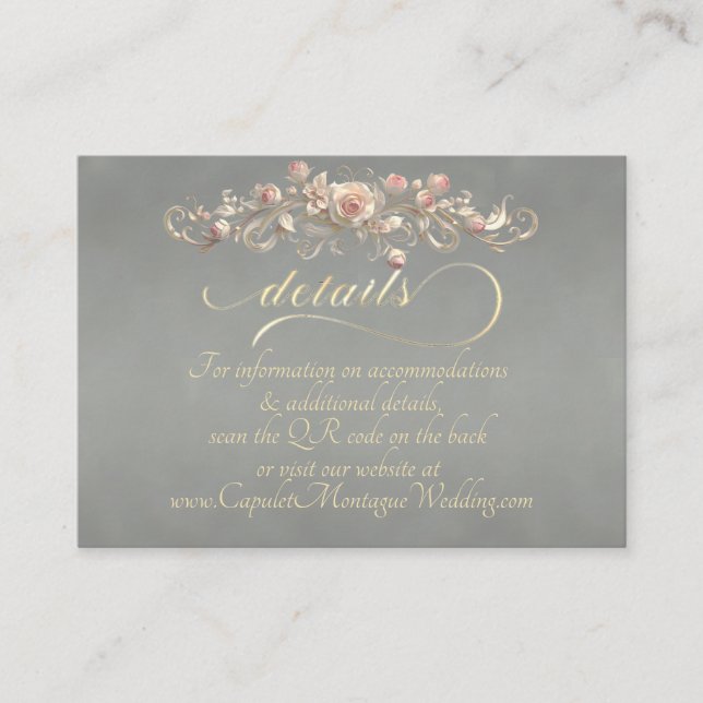 Tarjeta De Recepción Rose Arc Border, QR Code - Sage (Anverso)