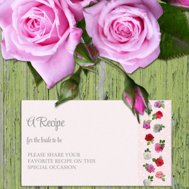 Tarjeta De Recepción Rose Garden Party Bridal Shower Recipe (Subido por el creador)