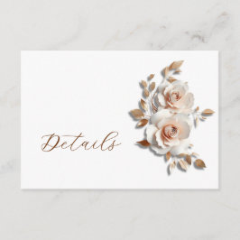 Tarjeta De Recepción Rose Gold 3D Floral Wedding Details