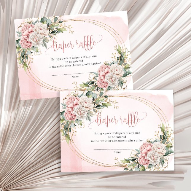 Tarjeta De Recepción Rose Gold Floral Greenery Baby Girl Raffle Insert (Rose Gold Floral Greenery Baby Girl Raffle Insert

)