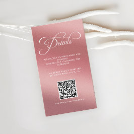 Tarjeta De Recepción Rose Gold Wedding Reception QR Code