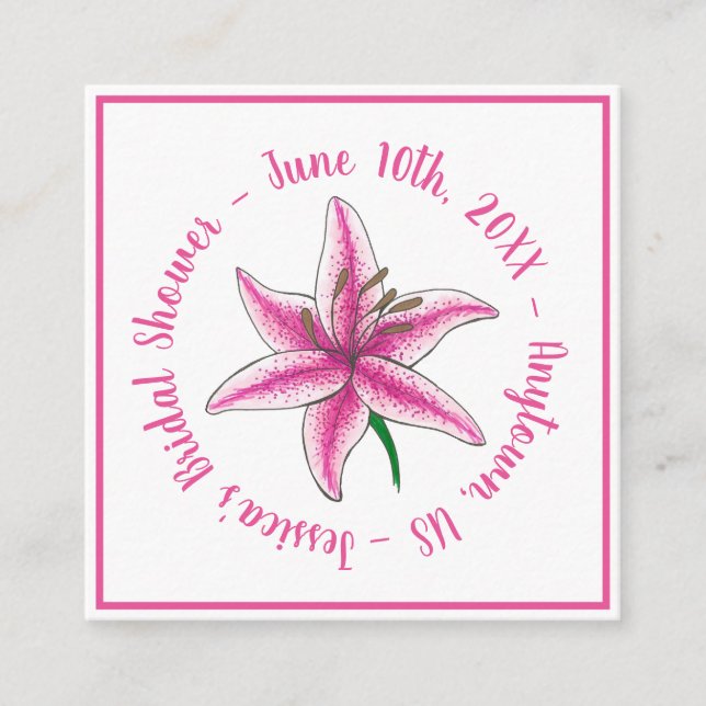 Tarjeta De Recepción Rosé Rosé Rubor Wine Glass Boda Bridal Shower (Anverso)