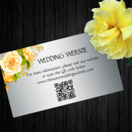 Tarjeta De Recepción Roses amarillos y elegante sitio web Boda plateado