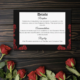 Tarjeta De Recepción Roses rojos negros góticos