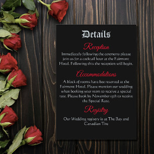 Tarjeta De Recepción Roses rojos negros góticos