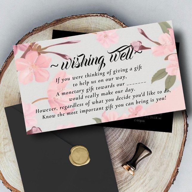 Tarjeta De Recepción Rosy Wishing Well para Boda (Subido por el creador)