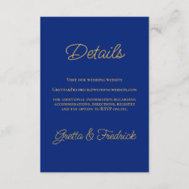 Tarjeta De Recepción Royal Blue and Gold Wedding Details