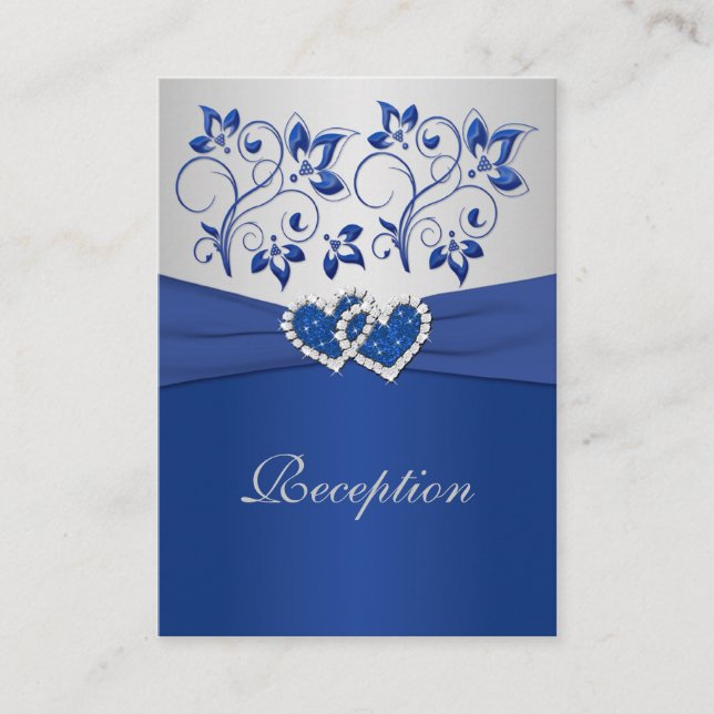 Tarjeta de recepción Royal Blue and Silver (Anverso)