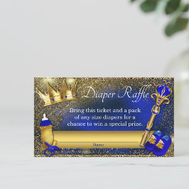 Tarjeta De Recepción Royal Blue Gold Prince Diaper Raffle Ticket