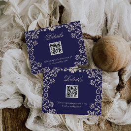 Tarjeta De Recepción Royal Blue Wedding Qr code Details