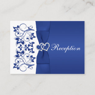 Tarjeta de recepción Royal Blue, White Floral Wedd