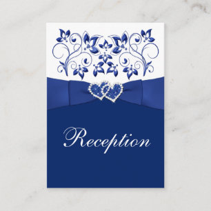 Tarjeta de recepción Royal Blue, White Floral Wedd