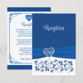Tarjeta de recepción Royal Blue, White Heart of Lo