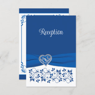 Tarjeta de recepción Royal Blue, White Heart of Lo