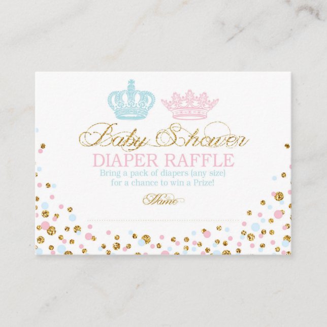 Tarjeta De Recepción Royal Crowne Prince Princess Diaper Raffle Ticket (Anverso)