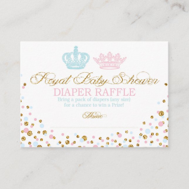 Tarjeta De Recepción Royal Crowne Prince Princess Diaper Raffle Ticket (Anverso)