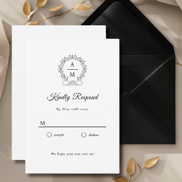 Tarjeta De Recepción Royal, Elegant, Wedding RSVP
