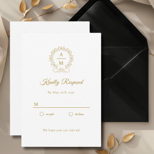 Tarjeta De Recepción Royal, Elegant, Wedding RSVP