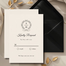 Tarjeta De Recepción Royal, Elegant, Wedding RSVP