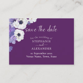 Tarjeta De Recepción Royal Purple Floral Save the Date