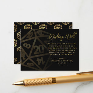 Tarjeta De Recepción RPG Dice   Dorado Fantasía Tabletop Desear Bien