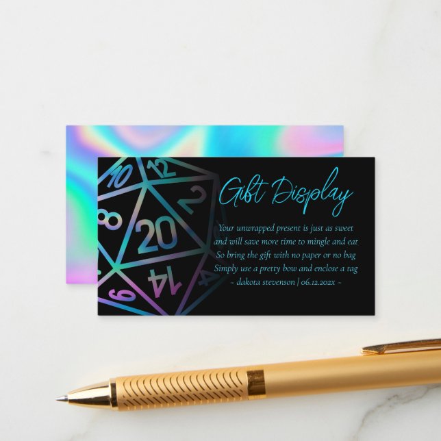 Tarjeta De Recepción RPG Dice | Holo Fantasy Tabletop Regalos en pantal (Anverso/Reverso In Situ)