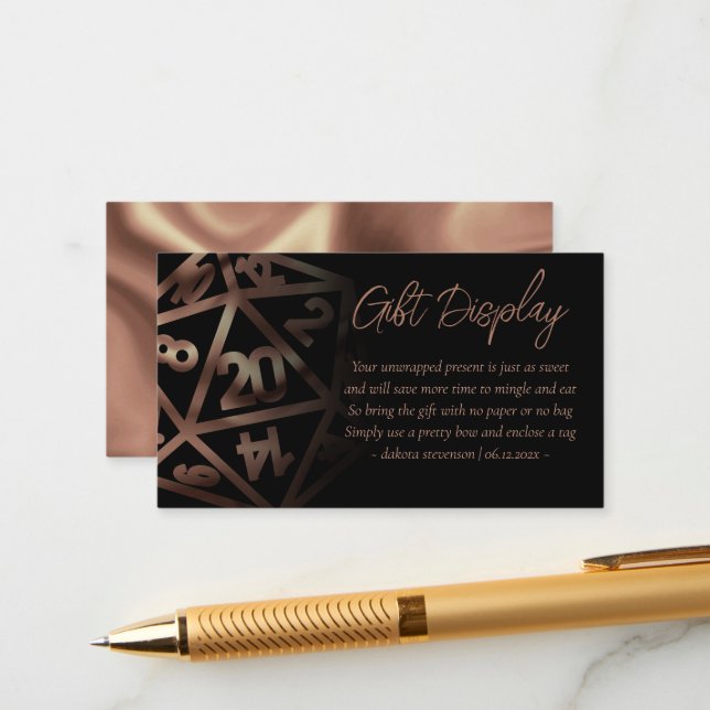 Tarjeta De Recepción RPG Dice | Regalo de mesa de fantasía de cobre en  (Anverso/Reverso In Situ)